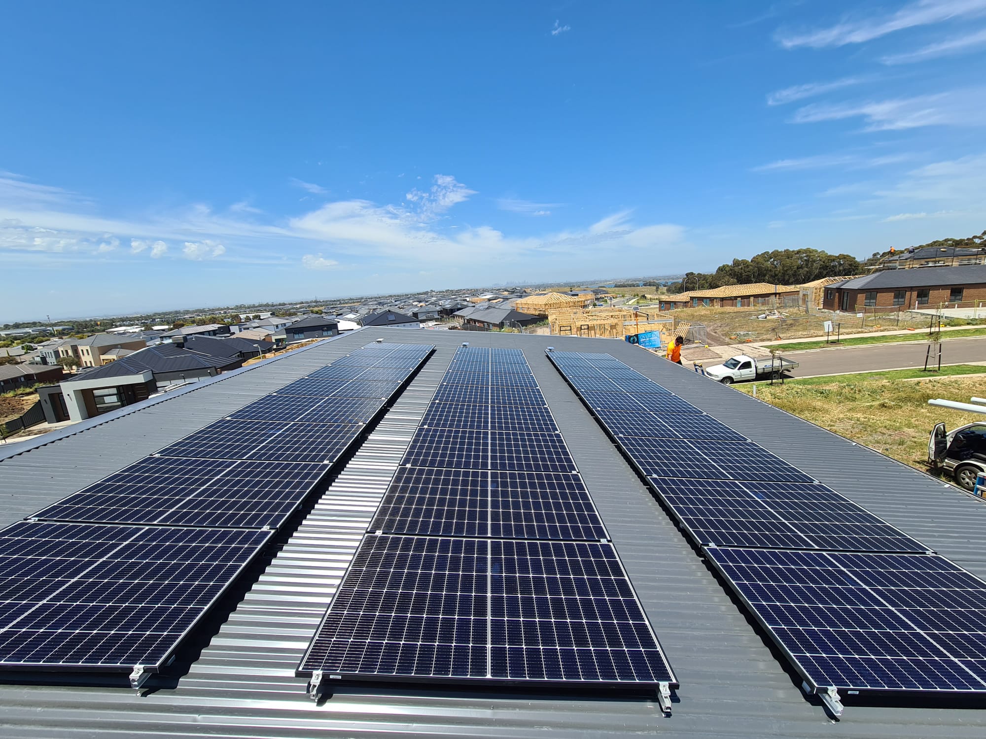 Solar panel installation on a metal roof